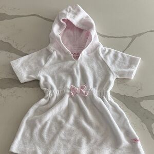 Ruffle Butts White cover up hooded dress